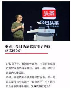 头条收购后的锤子,新篇章下的创新与变革之旅”